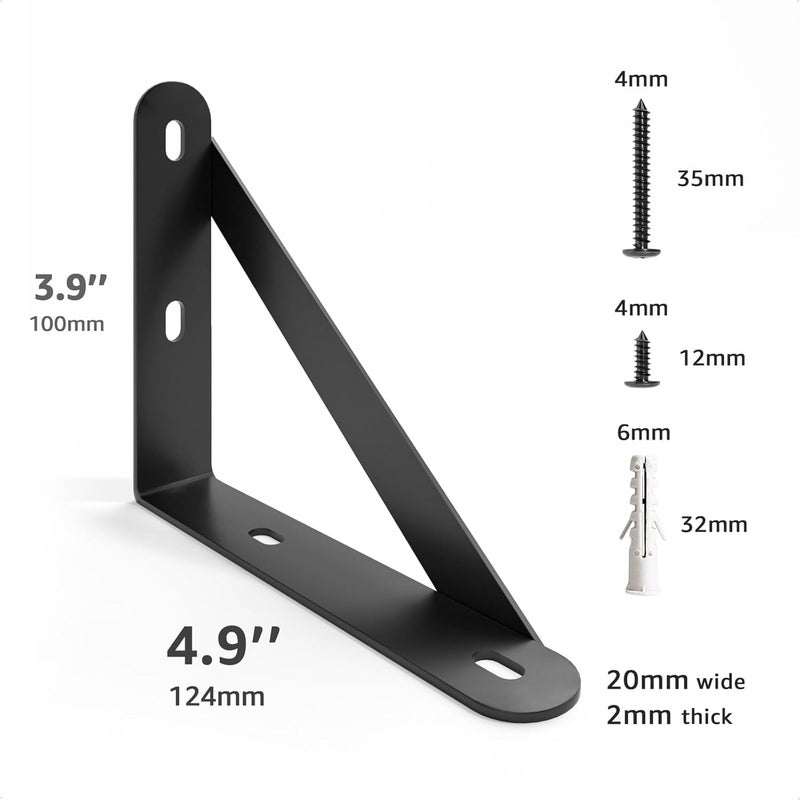 COCOYA 5x4 Shelf Brackets 6-Pack, Shelf Support Shelf Holder Steel Wall Mount Heavy Duty Small L Shape Triangle 90 Degree Metal Black with Screws Anchors Soporte de Estante - Image 4